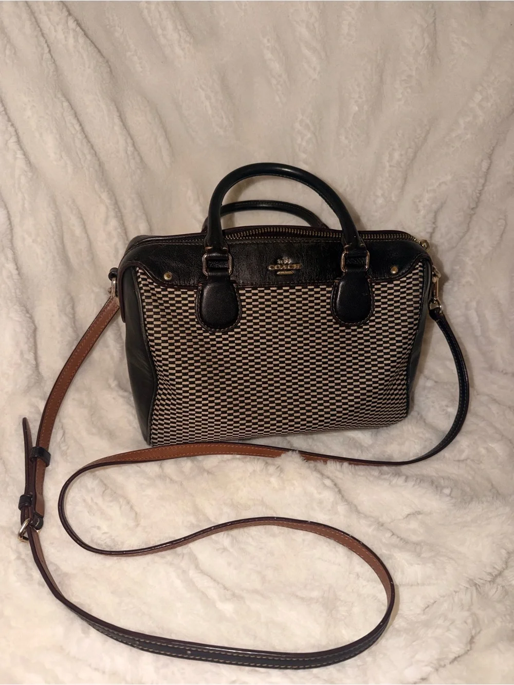 Coach Mini Bennett Satchel Checkered Jacquard